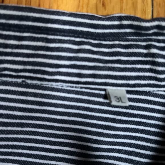 Hickory Striped Black Snap Button Long Sleeve Shirt Freude Japan Brand 3L XL - Picture 6 of 10